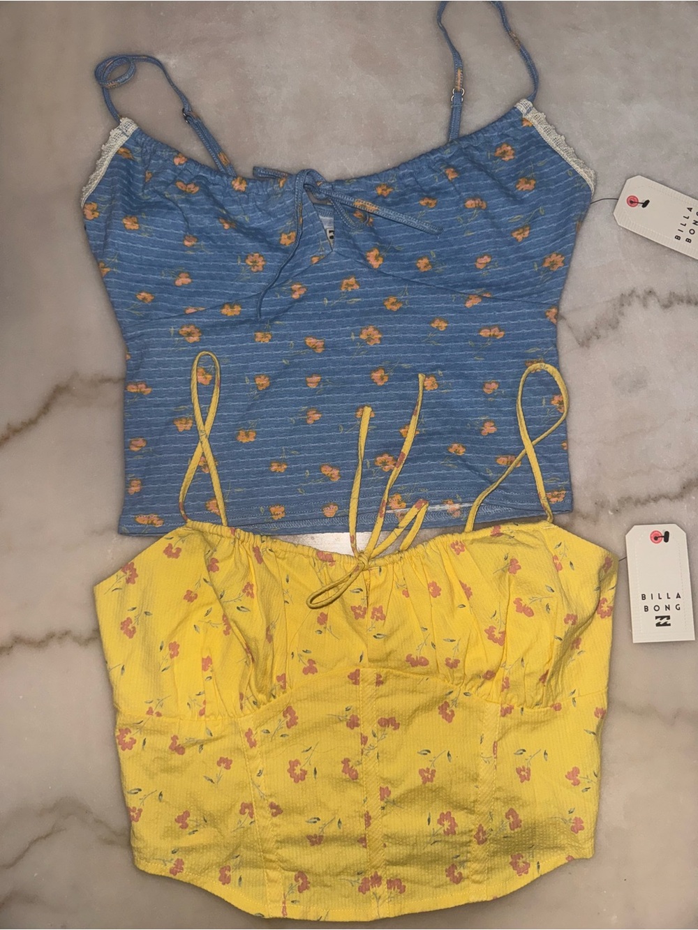 Billabong Blue & Yellow Floral Camisole Duo